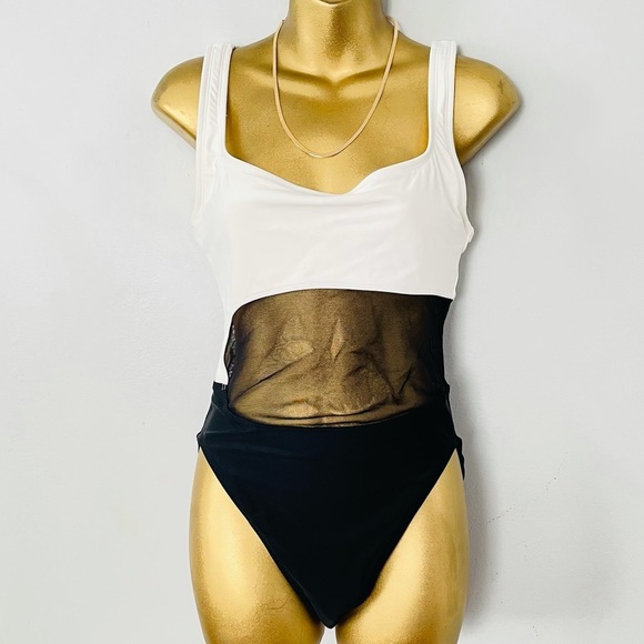 Vintage Other - one piece asymmetrical swimsuit colorblock size 8
